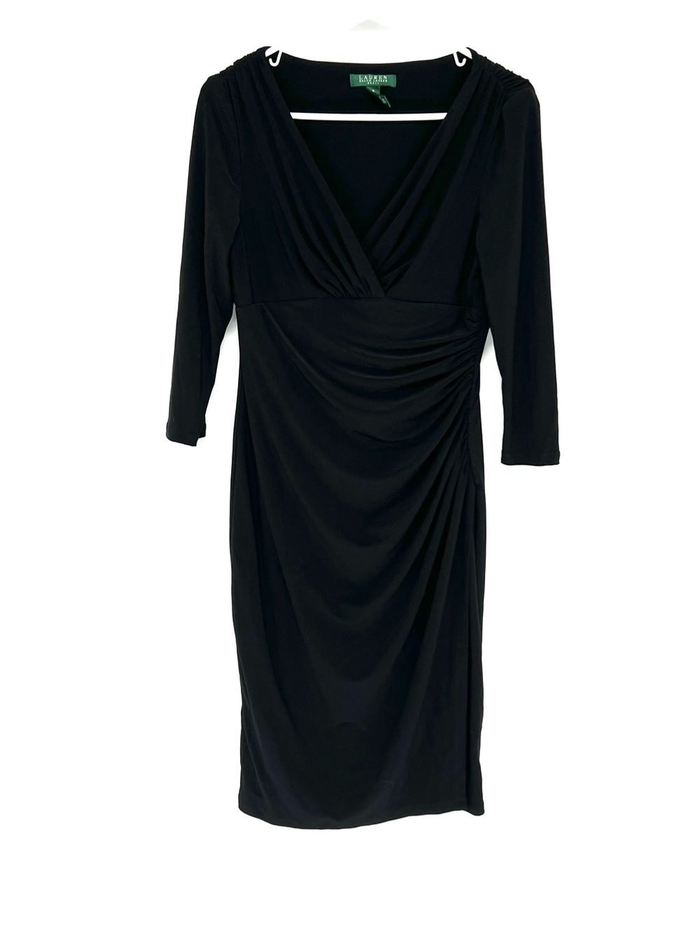 Lauren Ralph Lauren black midi wrap dress 8